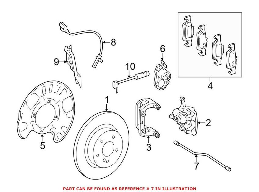 Mercedes Brake Hydraulic Hose - Rear 1664200448